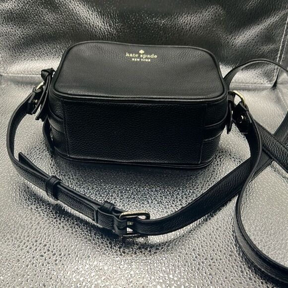 Kate Spade Pyper Mulberry Street Crossbody Bag Black Pebbled Leather Double Zip - Picture 10 of 10